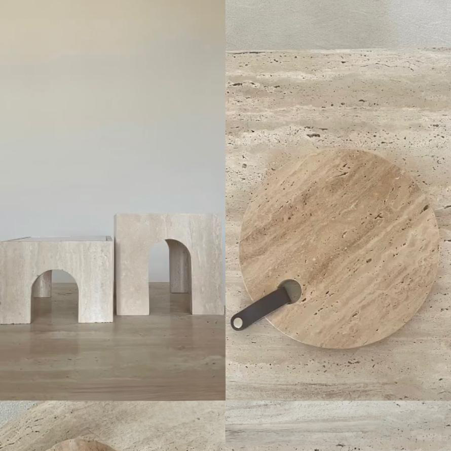 These dishes are made of travertine marble.