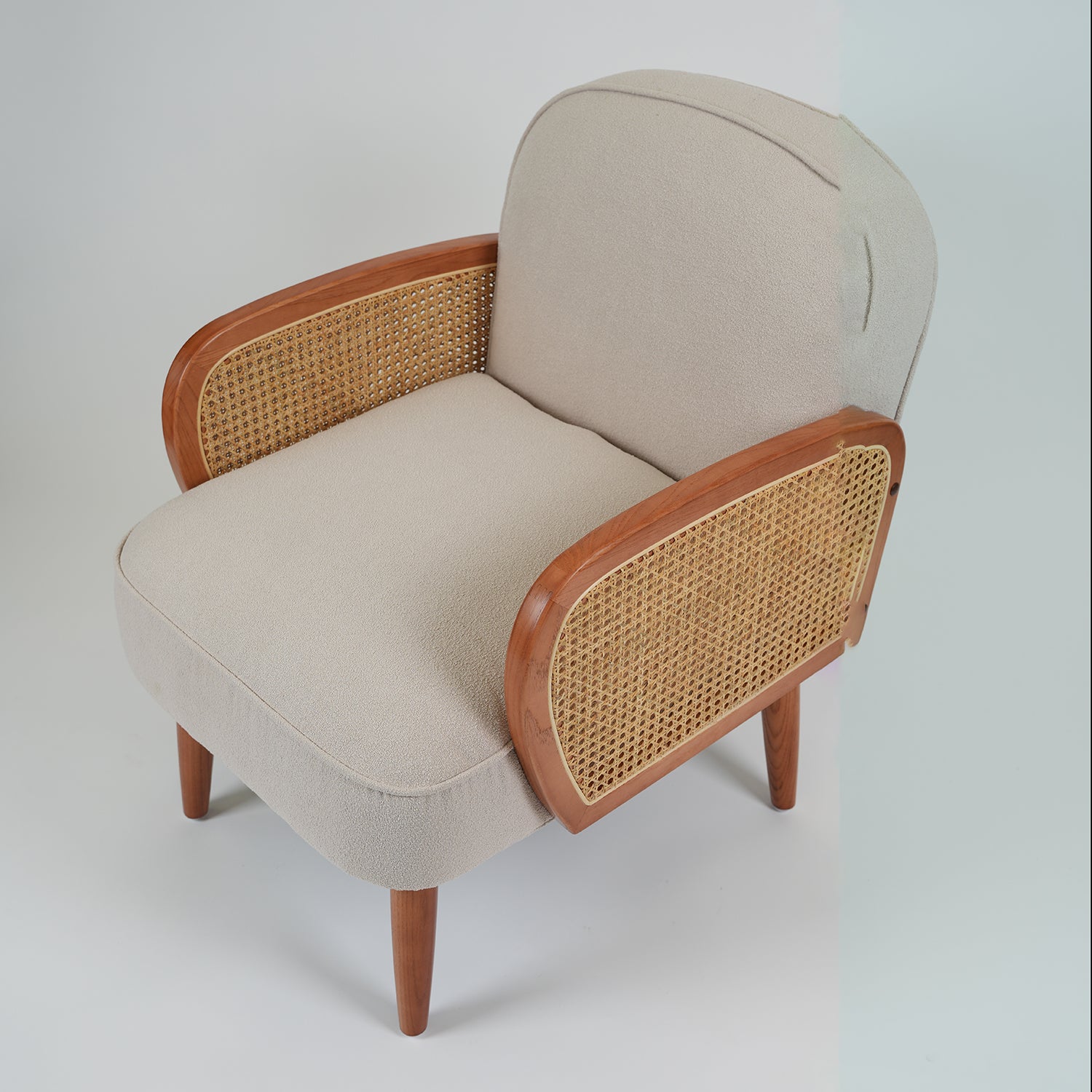 Vintage rattan and natural wood chair