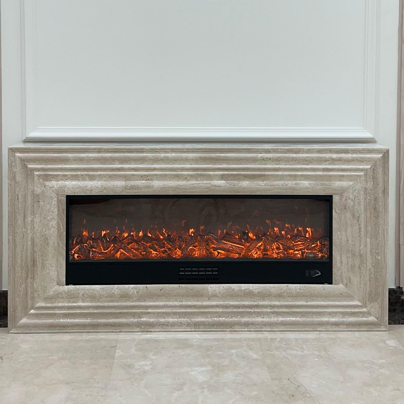 Natural Italian Dino Marble Fireplace